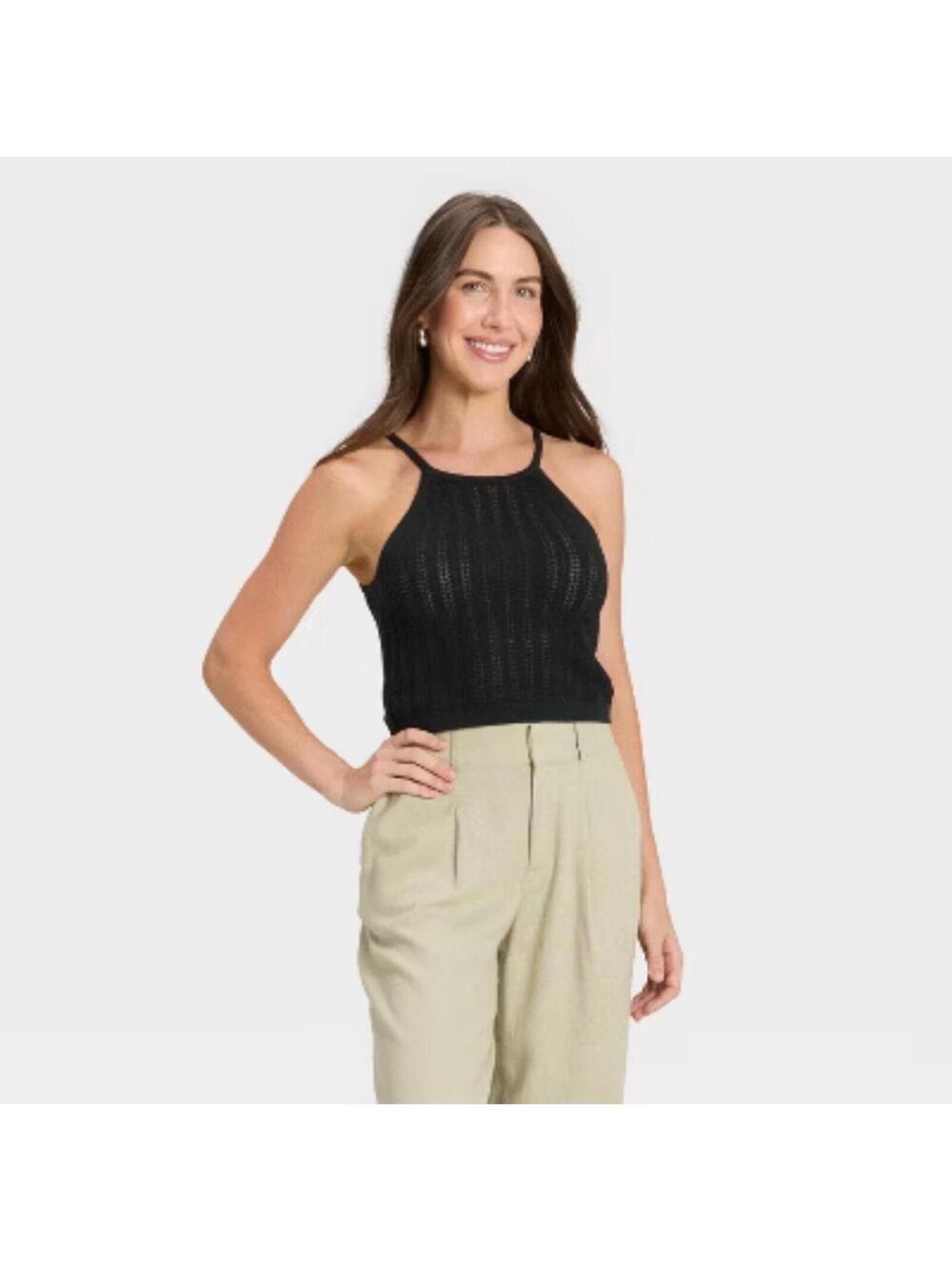 A New Day™ Women's Sleeveless Halter Neck Pointelle Pullover Sweater tank shirt